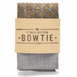 Two Guys Bowties Walnut Geometric Grey Wooden Pocket Square
