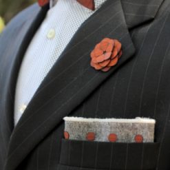 Two Guys Bowties Paduak Dot Grey Denim Wooden Pocket Square