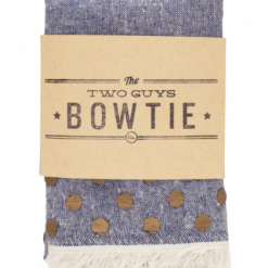 Two Guys Bowties Walnut Dot Blue Chambray Wooden Pocket Square