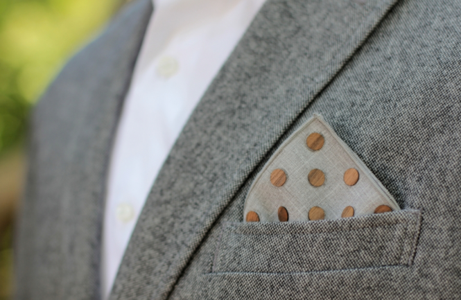 Two Guys Bowties Shop Men's Walnut Dot Grey Wooden Pocket Square 4 Two Guys Bowties Shop Men's Walnut Dot Grey Wooden Pocket Square