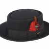 Italy Direct Shop Men's Black Pork Pie Hat