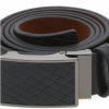 Italy Direct Shop Men's Black Belt With Crosshatch Buckle