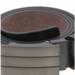 Italy Direct Shop Men's Black Belt With Bronze Buckle