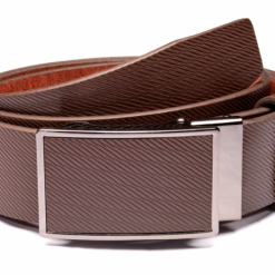 Italy Direct Shop Men's Textured Brown Belt With Brown Buckle