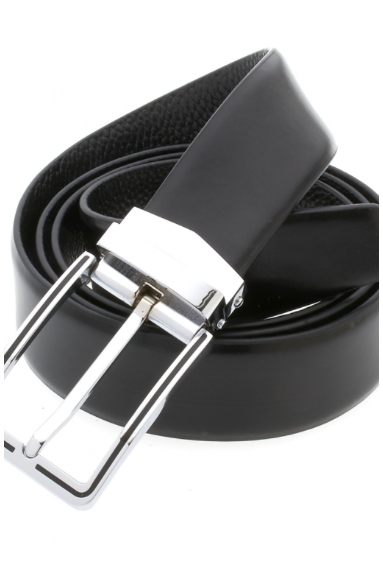 Italy Direct Shop Men's Traditional Black Belt With Silver Black Plated Buckle 3 Italy Direct Shop Men's Traditional Black Belt With Silver Black Plated Buckle