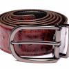 Italy Direct Shop Men's Traditional Brown Textured Belt With Oxidized Buckle