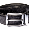 Italy Direct Traditional Black Textured Belt With Silver Buckle