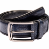 Italy Direct Traditional Textured Dark Blue Belt With Silver Buckle Shop Men's