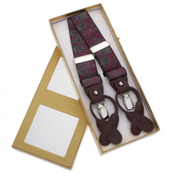 Italy Direct Shop Men's Purple, Green, And Navy Paisley Suspenders