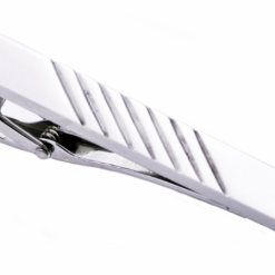 BlackJack Stainless Steel With Lines Tie Clip Shop Men's