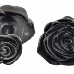 Italy Direct Shop Men's Black Plated Rose Cufflinks