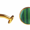 Italy Direct Shop Men's Genuine Chrysocolla Gold Plated Cufflinks
