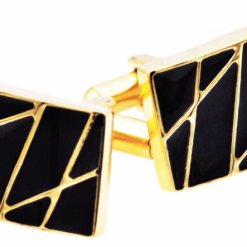 Italy Direct Gold And Black Plated Cufflinks