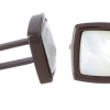 Italy Direct Shop Men's Genuine Mother Of Pearl Black Plated Cufflinks