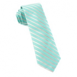 Italy Direct Shop Men's Mint Aisle Runner Stripe Necktie