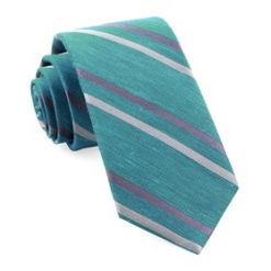 Italy Direct Aqua Pep Stripe Necktie
