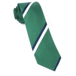 Italy Direct Shop Men's Clover Green Ad Stripe Necktie