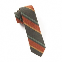 Italy Direct Deep Army Green Grit Stripe Necktie