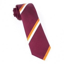 Italy Direct Shop Men's Burgundy Ad Stripe Necktie
