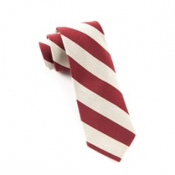 Italy Direct Shop Men's Deep Burgundy Wool College Stripe Necktie
