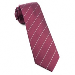Italy Direct Burgundy Pencil Pinstripe Necktie