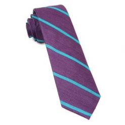 Italy Direct Deep Plum Spring Break Stripe Necktie
