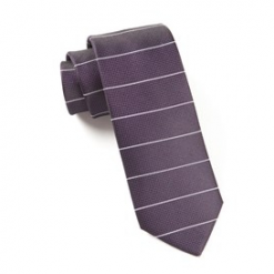 Italy Direct Shop Men's Eggplant Institute Stripe Necktie