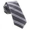 Italy Direct Shop Men's Grey Center Field Stripe Necktie