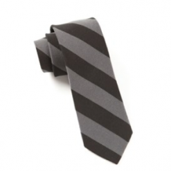 Italy Direct Shop Men's Black College Stripe Wool Necktie