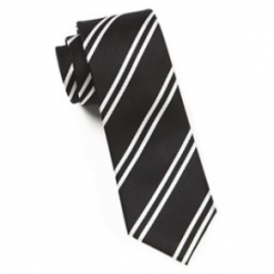Italy Direct Black Double Stripe Necktie