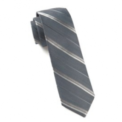 Italy Direct Slate Blue Lucky Day Stripe Necktie