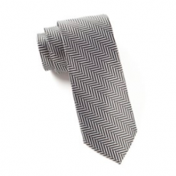 Italy Direct Shop Men's Black Native Herringbone Stripe Necktie