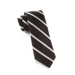 Italy Direct Black Trad Stripe Necktie