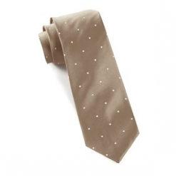 Italy Direct Shop Men's Champagne Dot Satin Necktie