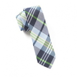 Italy Direct Shop Men's Navy Crystal Wave Plaid Necktie