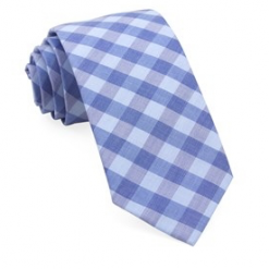 Italy Direct Light Blue Old City Checks Necktie