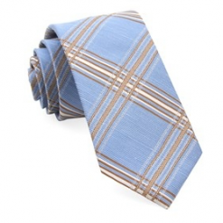 Italy Direct Shop Men's Light Blue KP Plaid Necktie