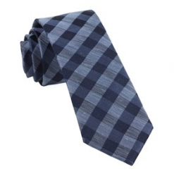 Italy Direct Slate Blue Hale Check Necktie