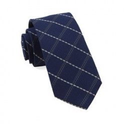 Italy Direct Shop Men's Navy Gem Plaid Necktie