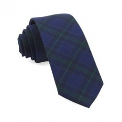 Italy Direct Navy Pittsfield Plaid Necktie