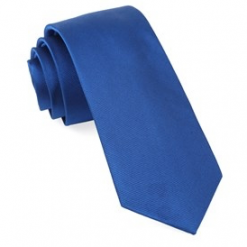 Italy Direct Shop Men's Royal Blue Solid Grosgrain Necktie