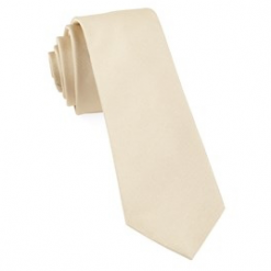 Italy Direct Shop Men's Solid Light Champagne Grosgrain Necktie
