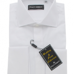 Italy Direct Shop Men's White French Cuff Classic Fit Dress Shirt