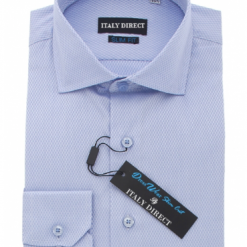 Italy Direct Blue Crosshatch Slim Fit Dress Shirt Shop Men's