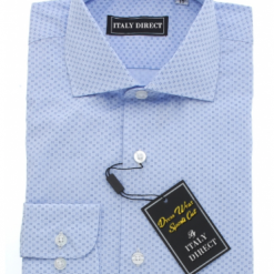 Italy Direct Shop Men's Blue Patterned Sport Fit Dress Shirt