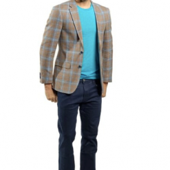 Italy Direct Slim Fit Brown And Blue Plaid Sport Jacket GB-SJ-VBC-46 Shop Men's