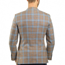 Italy Direct Slim Fit Brown And Blue Plaid Sport Jacket GB-SJ-VBC-46 Shop Men's