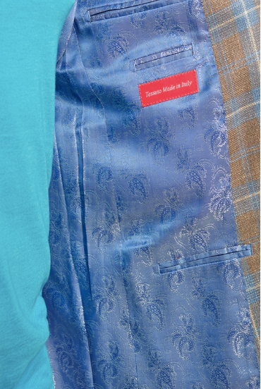 Italy Direct Slim Fit Brown And Blue Plaid Sport Jacket GB-SJ-VBC-46 Shop Men's 7 Italy Direct Slim Fit Brown And Blue Plaid Sport Jacket GB-SJ-VBC-46 Shop Men's