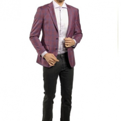 Italy Direct Shop Men's Slim Fit Red And Blue Plaid Sport Jacket GB-SJ-X11