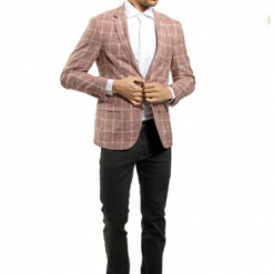 Italy Direct Slim Fit Red And White Plaid Sport Jacket GB-SJ-Guab-40 Shop Men's